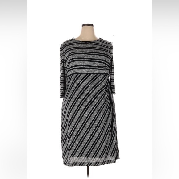 London time size 20 W gray and black striped dress - Picture 1 of 3